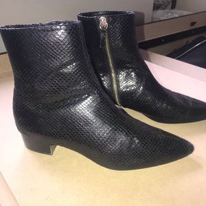 Black Zara snake skin printed booties